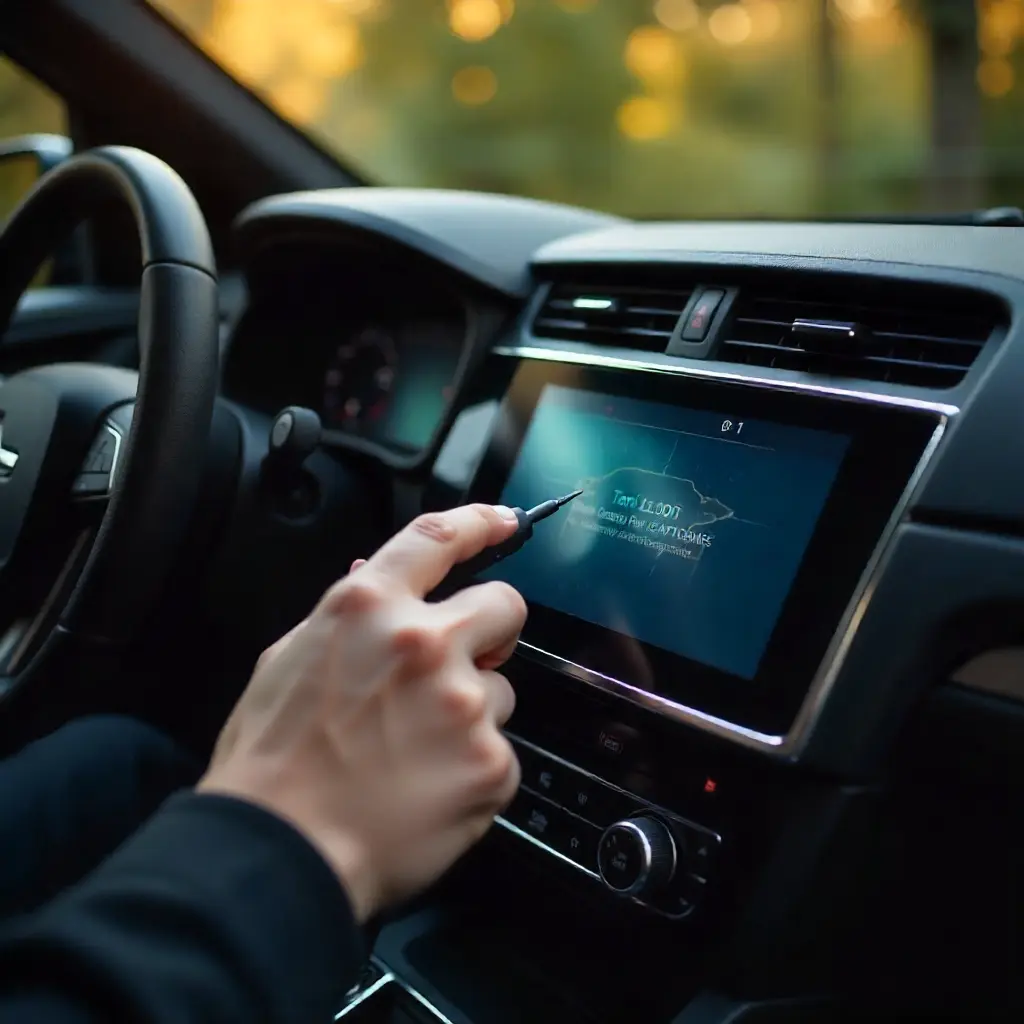 Luxury car touchscreen display installation